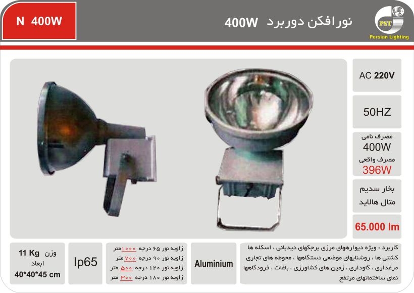 نورافکن دوربرد LED 400W نورافکن دوربرد LED 400W